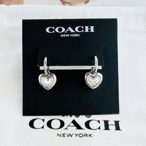 Coach Crystal Heart Stone silver earrings